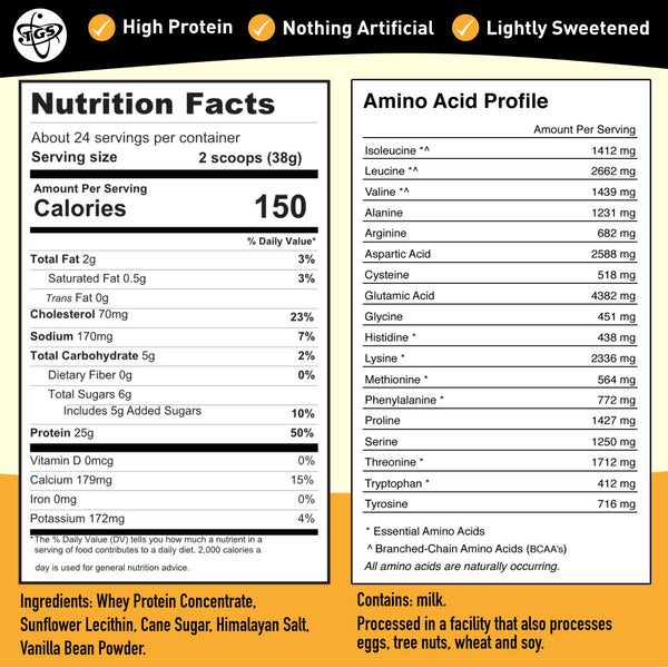 100% Whey Protein Powder - No Artificial Ingredients