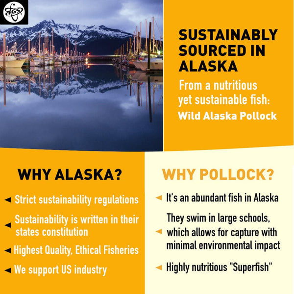 Sourced from Alaska, made and packaged here in the USA. Why Alaska? Alaska has sustainability written in their states constitution resulting in highly ethical fisheries.