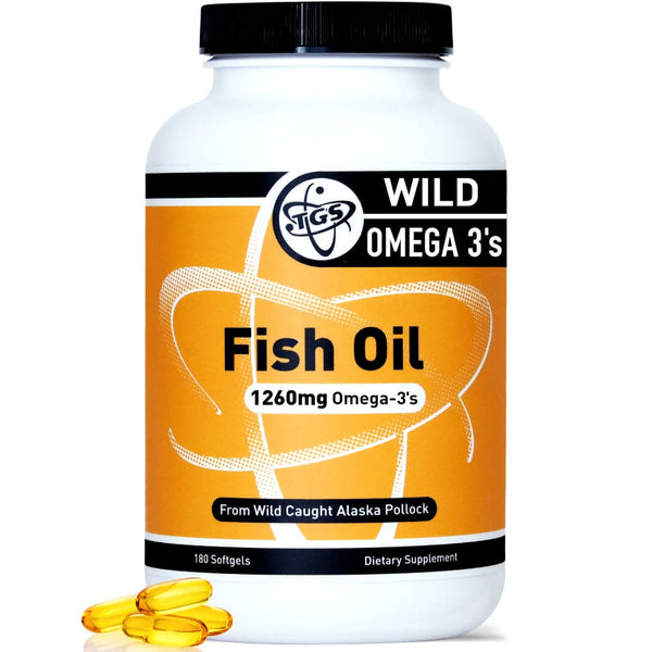 Triple Strength Wild caught Omega 3 Fish Oil Supplement - 1000mg of EPA and  DHA, Burpless, Pure fatty acids for Men & Women In Triglyceride Form - 1260 mg total Omega 3’s, 180 Capsules