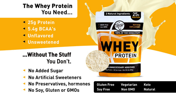 The whey protein powder you need without the stuff you don't 25g protein natural ingredients gluten free soy free non gmo nothing artificial